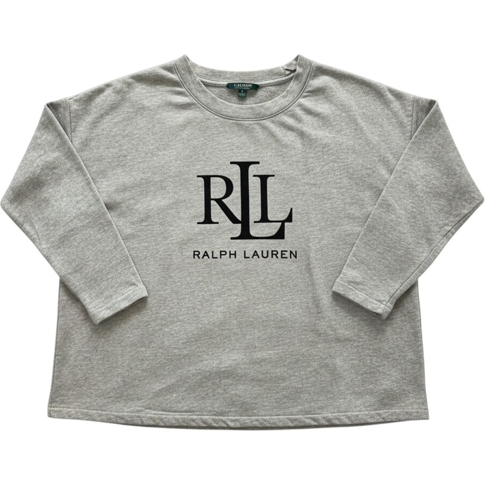 Lauren Ralph Lauren Gray Velvet Logo Sweatshirt Crewneck Plus Size 1X